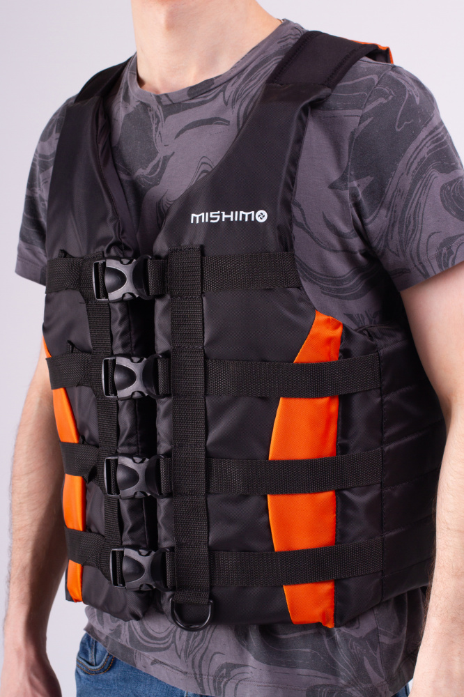 Жилет спасательный MISHIMO PRO Премиум качества Черно-оранжевый в Сыктывкаре