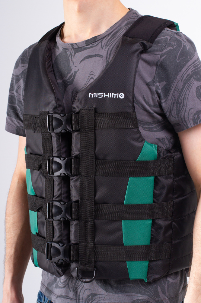 Жилет спасательный MISHIMO PRO Премиум качества Черно-зеленый в Сыктывкаре