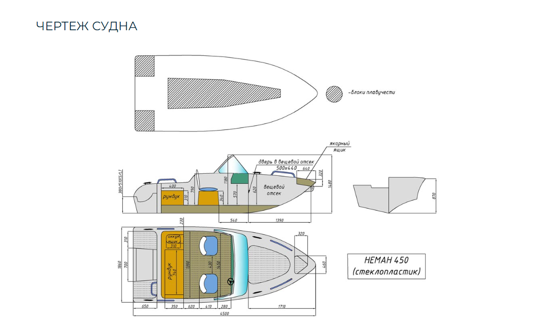 Стеклопластиковый катер Neman-450 в Сыктывкаре