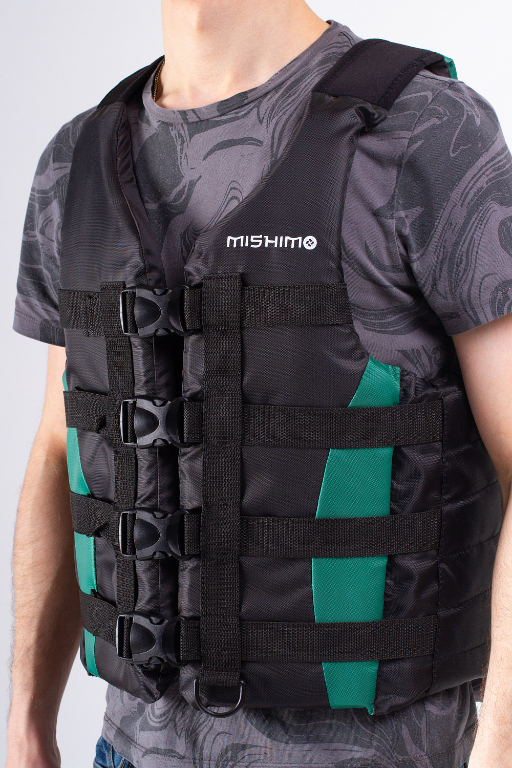 Жилет спасательный MISHIMO PRO Премиум качества Черно-зеленый в Сыктывкаре