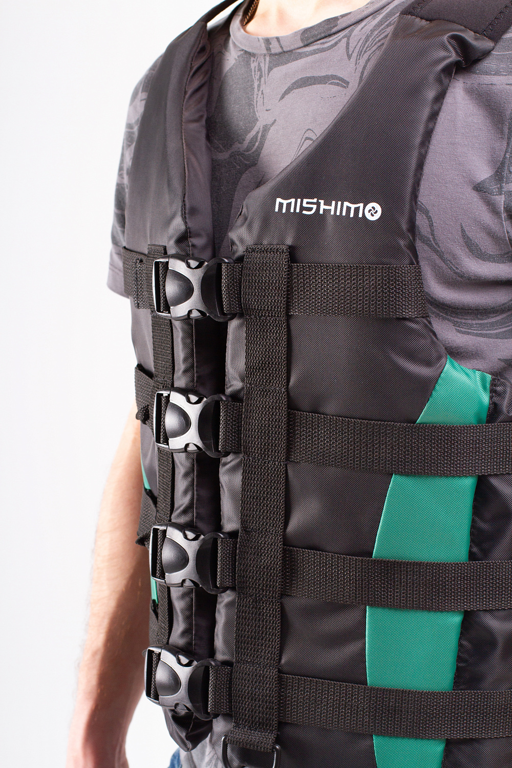 Жилет спасательный MISHIMO PRO Премиум качества Черно-зеленый в Сыктывкаре