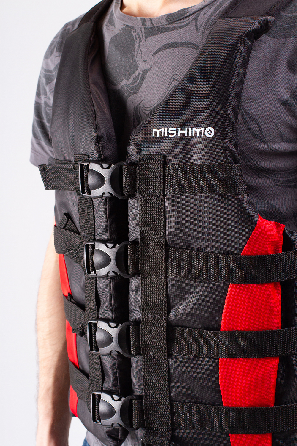 Жилет спасательный MISHIMO PRO Премиум качества Черно-красный в Сыктывкаре